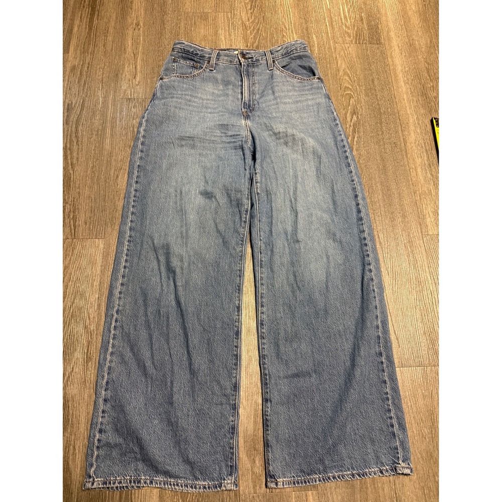 Levis Cinch Baggy High Waisted Wide Leg Jeans Medium Wash Blue Size 29